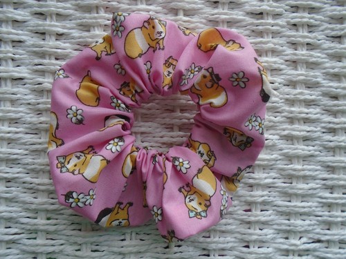 Pink guinea pig hair - pink, scrunchie