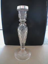 Antique Cut Glass & Solid Silver Mount Candlestick; B'ham 1926; Burtons & Waters