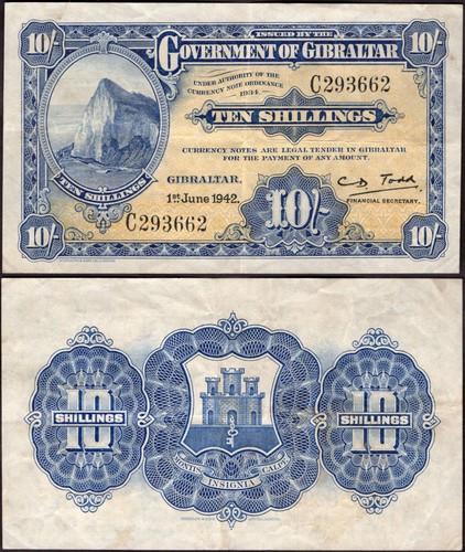 Gibraltar ten shillings - gibraltar.,
