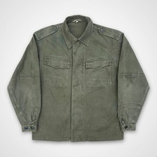 Vintage 60s German HBT Fatigue Army Military Jacket Green - Medium 