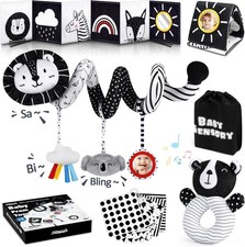 Joyreal Spiral Pram Toys for Babies - Black and White High Contrast Newborn Toy,