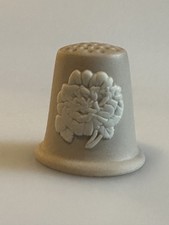 Rare WEDGWOOD Jasper Ware Natural Beige Thimble Flower PEONY