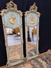 Pair Of Gilded French Regency Tall Ornate Rocco Wall Mirrors 176/50cm