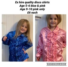 Exhire 70s 1970s Abba Style Childrens Fancy Dress Costume Age 9-10 Pink Shirt