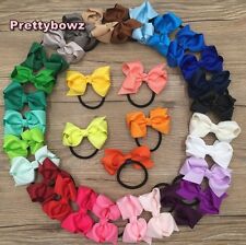 3.3" Grosgrain Ribbon Bow Hair Elastic Ponytail Hair Band Bobble Girls/Ladies   