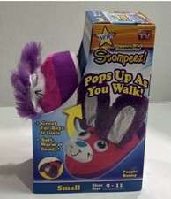 New! Stompeez Kids Girls Toddler bunny slippers ears pop up Walking S 9-11