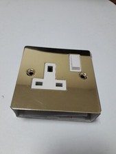 Volex One Gang 13A switched socket BRASS flat plate used, fitted then removed.