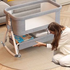 Portable Baby Bedside Crib Sleeper Bassinet Safe Baby Cot Bed with Wheels