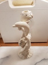 Lenox Dolphin Wave Dancers Ivory Bone China Ceramic Candlestick H9" X W4" vgc