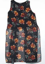 Urban Diva Womens Black Floral Polyester Blend Blouse Size 14 - Longl