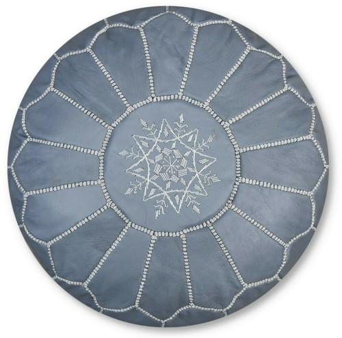 Moroccan leather pouffe grey - leather,