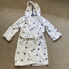 Boys Little White Company Dressing Gown Blue Stars 100% cotton 5-6 Years