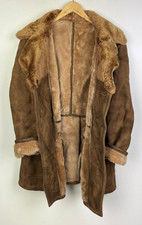 REAL SHEARLING SHEEPSKIN LEATHER COAT Size Medium 40" Men`s Jacket Brown Vintage