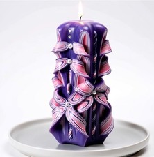 Purple Lilac Carved Candle