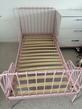 IKEA Minnen Extendable Kids Bed with Mattress Pink