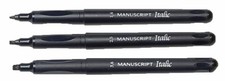3 MANUSCRIPT ITALIC CALLICREATIVE CALLIGRAPHY MARKER PENS FINE MEDIUM BROAD NIBS