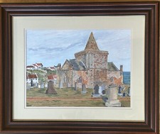James Mitchell, St Monans Kirk, Original Acrylic in Board, Signed and dated