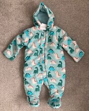 NEW M&S Baby Boys Teal Mix Hooded Dinosaur Print Snowsuit: 9-12 & 24-36 Months