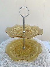 Vintage Amber Glass Cake Stand