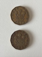 1942/3 Three pence coins