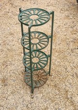 vintage Green cast iron 4 tier round saucepan stand / plant holder