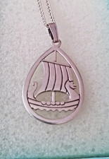 Bespoke Viking Ship Pendant & Chain, Shetland  Island Jewellery, 18inch Chain.