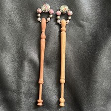 A Pair Of Wooden & Glass Bead