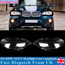 For 2008-2014 BMW X6 E71 Front Headlight Lens Cover Lampshade Pair Left & Right