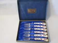 Coalport ''Cutlass'' set of six fruit forks - bone china handles - boxed.
