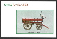 Staffa Scotland, 1982, £2 Brewer's Dray, Cart, MNH Imperf M/S Sheet #M2452