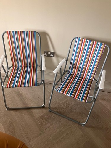 Pair folding deck chairs - pair,