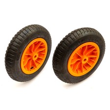 2x 3.50-8 Wheel & Tyre & Tube 14 Inch Orange 3/4" Bore Fishing Barrow Trolley