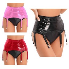 UK Sexy Women Shiny Leather