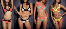Women Sexy Bandage Neon Bikini Set Padded Swimsuit Beachwear Swimwear