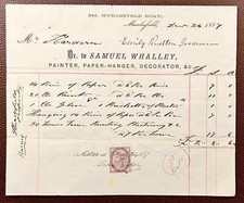 1887 Samuel Whalley Painter & Decorator Invoice – Macclesfield, England