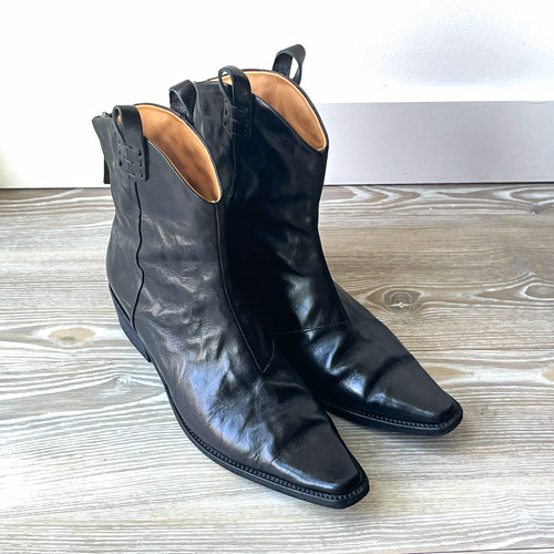 Women black leather cowboy - women’s,