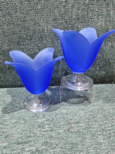 Large blue glass vase - 2,