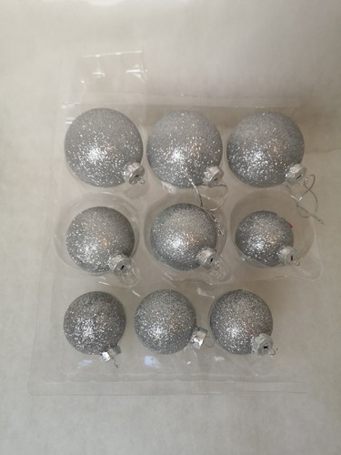 Glass baubles silver glitter - baubles,