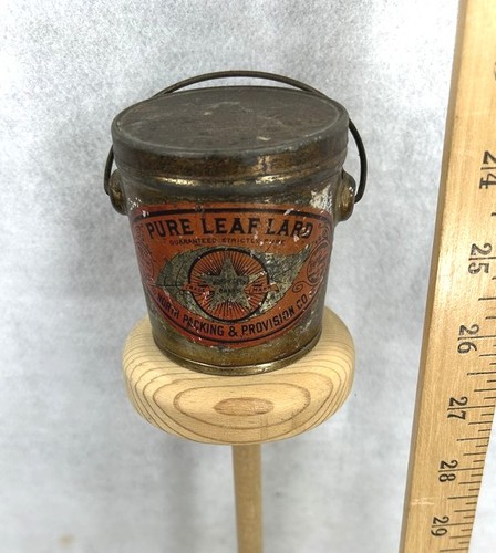 Antique 1893 tin pail pure - tin,