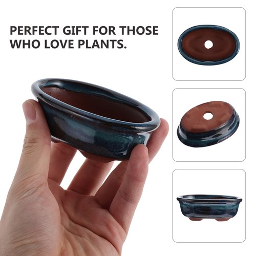 Durable blue ceramic flowerpot - blue,