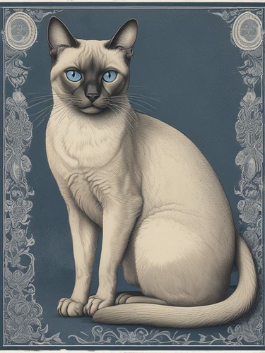 Siamese cat vintage botanical - vintage,