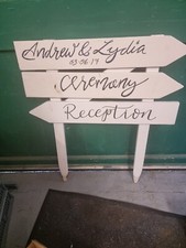 WEDDING wooden Directional Sign post Garden Parking directional