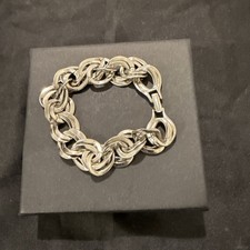 Monet Vintage Silver Tone Chunky Chain Link Bracelet Statement Old Money Y2K
