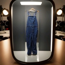 Topshop Moto Women's Denim Sleeveless Dungarees Overalls Size 14, Made In Turkey