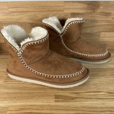 M&S Tan Ankle Boots Faux Fur