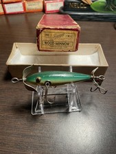 Vintage tough pflueger trade minnow fishing lure nice brass tack eyes