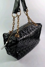 Jaeger Large Black Patent Leather Handbag 38cm X 23cm