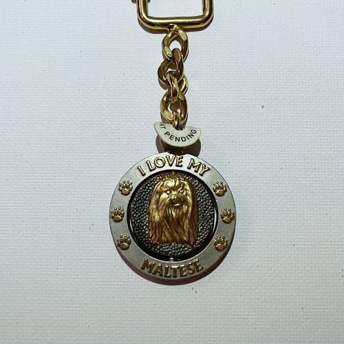 Maltese dog gold keyring metal - gold,