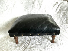 Small  Black Leather Footstool