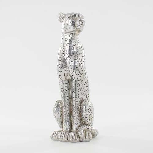 Cheetah statue silver leopard - silver,